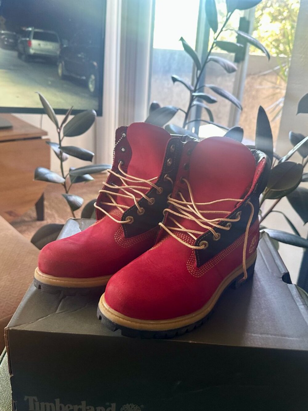 Custom Red & Black Timberland Boots Men’s Size 7 Hip Hop Streetwear - Picture 2 of 13